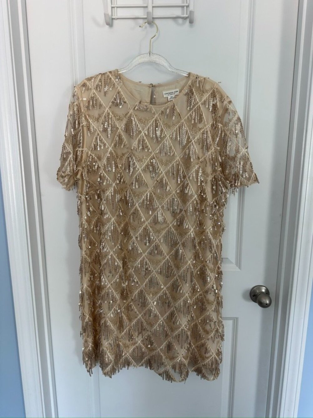 Chic Soul Champagne Sequin Dress